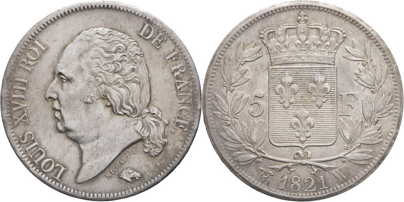 FRANCE - FRANCE
Louis XVIII (1814-1824). 5 francs buste nu 1821, W, Lille.
G.614...