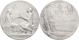 FRANCE - FRANCE
IIIe République (1870-1940). Médaille, Mariage, par Oscar Roty 1899 (modèle de 1895), Paris.
Maz.1897, 68 ; Argent - 31,38 g - 41 mm -...