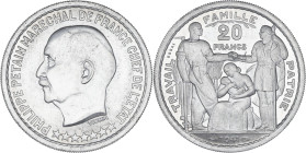 FRANCE - FRANCE
État Français (1940-1944). Essai-piéfort de 20 francs Pétain, par Vézien 1941, Paris.
GEM.205.EP1 - Maz.2653c ; Aluminium - 5,01 g - 3...