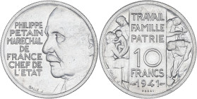 FRANCE - FRANCE
État Français (1940-1944). Essai de 10 francs Pétain en aluminium par Galle 1941, Paris.
GEM.176.1 - Maz.2655 ; Aluminium - 2,05 g - 2...