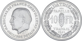 FRANCE - FRANCE
État Français (1940-1944). Essai de 10 francs Pétain en aluminium par Simon, poids lourd 1941, Paris.
GEM.177.3 - Maz.2656b ; Aluminiu...