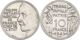 FRANCE - FRANCE
État Français (1940-1944). Essai de 10 francs Pétain par Galle 1941, Paris.
GEM.176.2 - Maz.2655 v. ; Bronze-nickel - 6,74 g - 26 mm -...