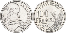 FRANCE - FRANCE
IVe République (1947-1958). Essai de 100 francs Cochet 1954, Paris.
G.897 - F.450 ; Cupro-nickel - 6 g - 24 mm - 6 h
Superbe à Fleur d...