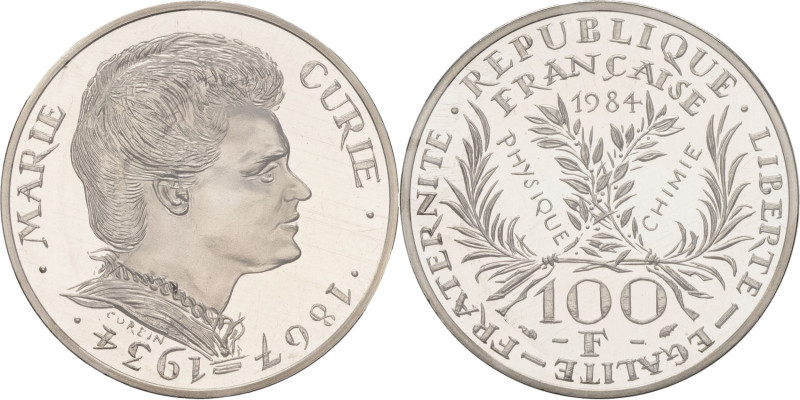 FRANCE - FRANCE
Ve République (1958 à nos jours). Piéfort de 100 francs Marie Cu...