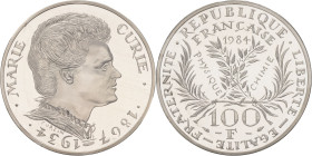FRANCE - FRANCE
Ve République (1958 à nos jours). Piéfort de 100 francs Marie Curie 1984, Pessac.
GEM.233.P1 ; Argent - [30,00] g - 31 mm - 6 h
Seuls ...