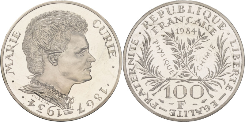 FRANCE - FRANCE
Ve République (1958 à nos jours). Piéfort de 100 francs Marie Cu...