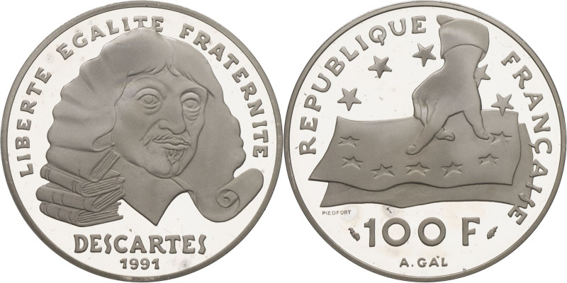 FRANCE - FRANCE
Ve République (1958 à nos jours). Piéfort de 100 francs Descarte...