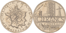 FRANCE - FRANCE
Ve République (1958 à nos jours). Piéfort de 10 francs Mathieu 1985, Pessac.
GEM.186.P1 ; Cupro-nickel aluminium - [20,00] g - 26 mm -...