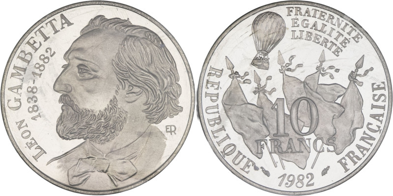 FRANCE - FRANCE
Ve République (1958 à nos jours). Piéfort de 10 francs Gambetta ...