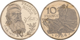 FRANCE - FRANCE
Ve République (1958 à nos jours). Piéfort de 10 francs François Rude 1984, Pessac.
GEM.190.P1 ; Cupro-nickel aluminium - [20,00] g - 2...