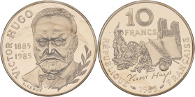 FRANCE - FRANCE
Ve République (1958 à nos jours). Piéfort de 10 francs Victor Hugo 1985, Pessac.
GEM.191.P1 ; Cupro-nickel aluminium - [20,00] g - 26 ...