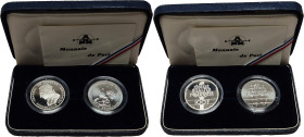 FRANCE - FRANCE
Ve République (1958 à nos jours). Coffrets de deux piéforts de 100 francs Lafayette, BU et BE 1987, Pessac.
GEM.236.P1, 236.P2 ; Argen...