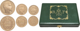 FRANCE - FRANCE
Ve République (1958 à nos jours). Coffret (PROOF SET) de 3 monnaies en or [50, 20 et 10 francs], sur Flans brunis (PROOF) 1992, Paris....