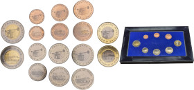 FRANCE - FRANCE
Ve République (1958 à nos jours). Coffret officiel de 8 essais de frappe "au balancier" au module de l'€ de 1 c à 2 € ND, Pessac.

Rar...