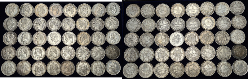 FRANCE - FRANCE
Lot. Lot de 40 écus de 5 francs 1830 à 1876.
Argent - 37 mm
La m...