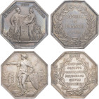 FRANCE - FRANCE
Lot. Lot de 2 jetons de présence ND.
Argent - 24,78 g. - 19,09 g - 36 mm - 12 h
TTB à Superbe.
Banque de France AN VIII (poinçon abeil...