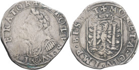 FRANCE / FÉODALES - FRANCE / FEUDAL
Besançon (ville de), au nom de Charles V. Teston ou huit gros 1624, Besançon.
DMK.M11/1624 - PA.5414 ; Argent - 6,...
