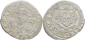 FRANCE / FÉODALES - FRANCE / FEUDAL
Besançon (ville de), au nom de Charles V. Carolus 1623, Besançon.
CCK.M15/1623 - PA.5408 ; Billon - 1,39 g - 18 mm...