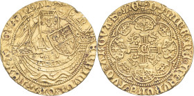 GRANDE-BRETAGNE - UNITED KINGDOM
Henri VI d'Angleterre (1422-1453). Demi-noble d’or, 1ère émission à l’annelet ND (1422-1430), Calais.
S.1807 - Fr.113...