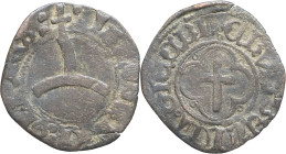 GRANDE-BRETAGNE - UNITED KINGDOM
Écosse, Jacques III (1460-1488). Penny “crux pellit” ND.
S.5309 ; Cuivre - 1,38 g - 20,5 mm - 6 h
Flan ébréché, avec ...