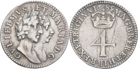 GRANDE-BRETAGNE - UNITED KINGDOM
Guillaume et Marie (1689-1694). 4 pence, Maundy money 1689, Londres.
S.3439 - KM.471 ; Argent - 1,94 g - 18,5 mm - 6 ...