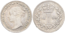 GRANDE-BRETAGNE - UNITED KINGDOM
Victoria (1837-1901). Penny, Maundy money 1858, Londres.
S.3920 - KM.727 ; Argent - 0,46 g - 11 mm - 6 h
Superbe.