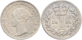 GRANDE-BRETAGNE - UNITED KINGDOM
Victoria (1837-1901). Penny, Maundy money 1881, Londres.
S.3920 - KM.727 ; Argent - 0,46 g - 11 mm - 6 h
Superbe.