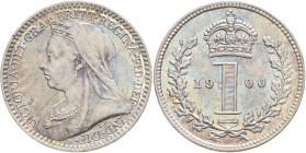 GRANDE-BRETAGNE - UNITED KINGDOM
Victoria (1837-1901). Penny, Maundy money 1900, Londres.
S.3947 - KM.775 ; Argent - 0,48 g - 11 mm - 12 h
Superbe à F...