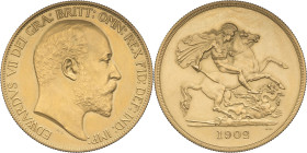 GRANDE-BRETAGNE - UNITED KINGDOM
Édouard VII (1901-1910). 5 livres (5 pounds), flan mat et bruni (PROOF MATTE) 1902, Londres.
S.3966 - Fr.398a - GH.12...