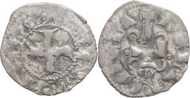 GRÈCE - GREECE
Achaïe, Jean de Gravina (1318-1333). Denier tournois ND, Clarentia.
S.XII-25 ; Billon - 0,77 g - 19 mm - 2 h
TB.