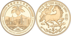 HONG KONG - HONG KONG
République. Médaille en Or, année du cheval, Flan bruni (PROOF) 2002, Llantrisant.
Or - 15,99 g - 28,5 mm - 12 h
Dans sa boîte d...
