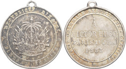 HAÏTI - HAITI
République (1859- à nos jours). Médaille, hommage des Haïtiens à Victor Hugo 1885, Paris.
Argent - 9,95 g - 37,5 mm - 12 h
Très rare. Su...