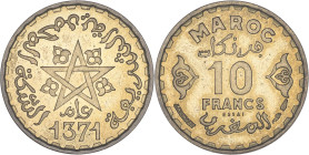 MAROC - MOROCCO
Mohammed V (1927-1961). Essai de 10 francs AH 1371 (1952), Paris.
Lec.261 ; Bronze-aluminium - 2,98 g - 20 mm - 6 h
Presque Fleur de c...