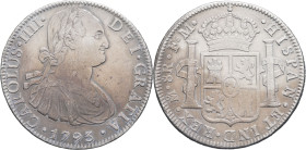 MEXIQUE - MEXICO
Charles IV (1788-1808). 8 réaux 1793 FM, M°, Mexico.
KM.109 ; Argent - 26,74 g - 39 mm - 12 h
Exemplaire anciennement nettoyé. TTB....