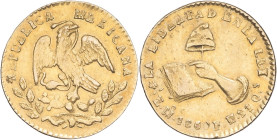 MEXIQUE - MEXICO
République du Mexique (1821-1917). 1/2 escudo 1860 FH, Mo, Mexico.
KM.378.5 - Fr.107 ; Or - 1,55 g - 14 mm - 6 h
TTB.