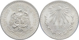MEXIQUE - MEXICO République fédérale (depuis 1917). 1 peso 1943, M, Mexico. KM.455 ; Argent - 16,66 g - 34 mm - 6 h PCGS MS67+ (39729230). Fleur de co...