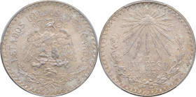 MEXIQUE - MEXICO République fédérale (depuis 1917). 1 peso 1943, M, Mexico. KM.455 ; Argent - 16,66 g - 34 mm - 6 h PCGS MS66 (39729229). Fleur de coi...