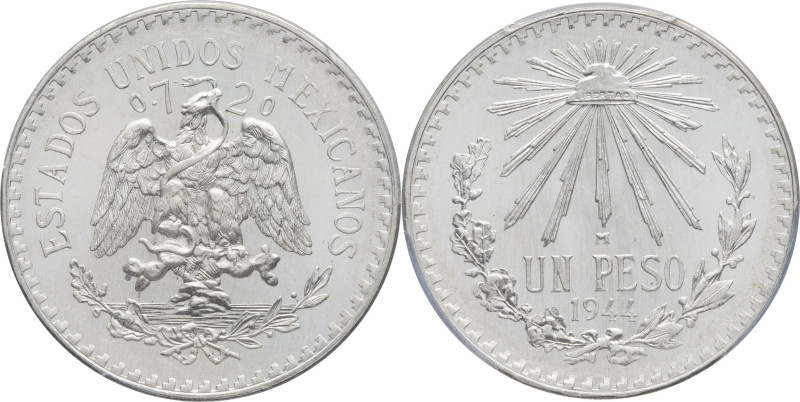 MEXIQUE - MEXICO République fédérale (depuis 1917). 1 peso 1944, M, Mexico. KM.4...