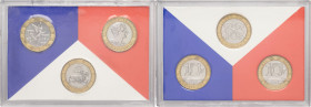 MONACO - MONACO
Rainier III (1949-2005). Boîte fleur de coin avec les 3 monnaies de 10 francs 1989 : Génie de la Liberté, Montesquieu, Monaco 1989, Pe...