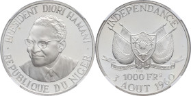 NIGER - NIGER
République. Essai de 1000 francs, Indépendance, Flan bruni (PROOF) 1960.
KM.E6 ; Argent - [20,07] g - 36 mm - 6 h
Top Pop : c’est le plu...