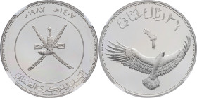 OMAN - OMAN
Sultanat d’Oman (depuis 1971). 2,5 omani rials, 25e anniversaire du WWF, Flan bruni (PROOF) 1987 - AH 1407.
KM.73 ; Argent - [28,28] g - 3...