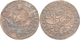 PAYS-BAS - NETHERLANDS
Provinces-Unies (République des, 1579-1795). Jeton, Expédition de l'amiral van der Does aux Canaries 1599, Dordrecht.
Dugn.3472...