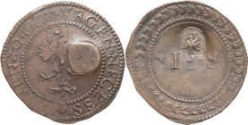 PAYS-BAS - NETHERLANDS
Deventer (cité de) [Overijssel]. 2 stuivers, siège de Deventer 30 octobre 1578, Deventer.
MO.4.17.8.6 ; Cuivre - 2,87 g - 28 mm...