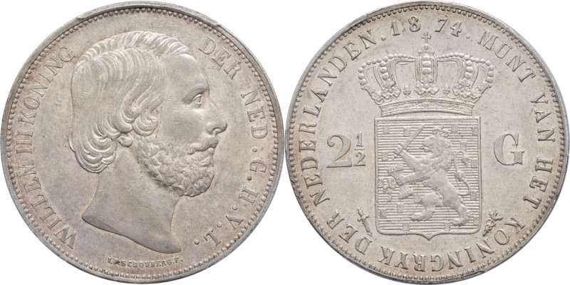 PAYS-BAS - NETHERLANDS
Guillaume III (1849-1890). 2 1/2 florins (2 1/2 gulden) 1...