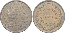 SAINT-HÉLÈNE (île de) - HELENE
Georges IV (1820-1830). Halfpenny 1821.
DMP.1182 - KM#A4 ; Cuivre - 9,42 g - 28 mm - 6 h
TTB à Superbe.