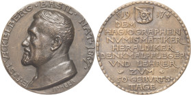 SUISSE - SWITZERLAND
Bâle (canton de). Fonte, 50e anniversaire d’Ernst-Alfred Stückelberg, par Jakob August Heer 1917.
Bronze - 286,74 g - 96 mm - 12 ...