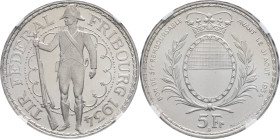 SUISSE - SWITZERLAND
Fribourg (canton de). 5 francs, Concours de tir fédéral de Fribourg 1934, B, Berne.
Richter 431a - HMZ.1345a ; Argent - [15,00] g...