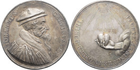 SUISSE - SWITZERLAND
Genève (canton de). Médaille, Jean Calvin, par A. Karlsteen ND (fin du 17e s.).
SM.1667-1668 ; Argent - 37,22 g - 44,5 mm - 6 h
S...