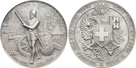 SUISSE - SWITZERLAND Genève (canton de). Médaille, Tir fédéral à Genève, par Hugues Bovy 1887, Genève. Richter 628b ; Argent - 38,08 g - 45,5 mm - 12 ...