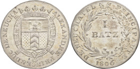 SUISSE - SWITZERLAND
Neuchâtel (Principauté de), Alexandre Berthier (1806-1814). 1 batz 1806, Neuchâtel.
Divo.254 - HMZ.2-722a ; Billon - 2,95 g - 26 ...